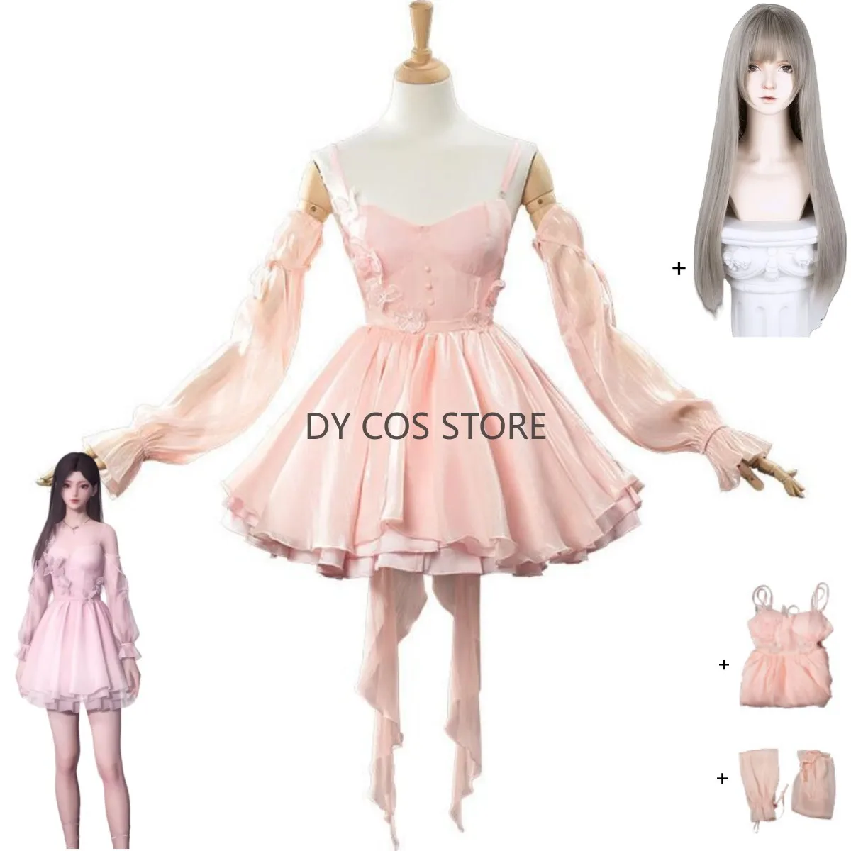 jeu-amour-et-espace-profond-heroine-zayne-xavier-rafayel-miss-hunter-cosplay-costume-rose-robe-de-soiree-perruque-femme-sexy-costume-de-carnaval