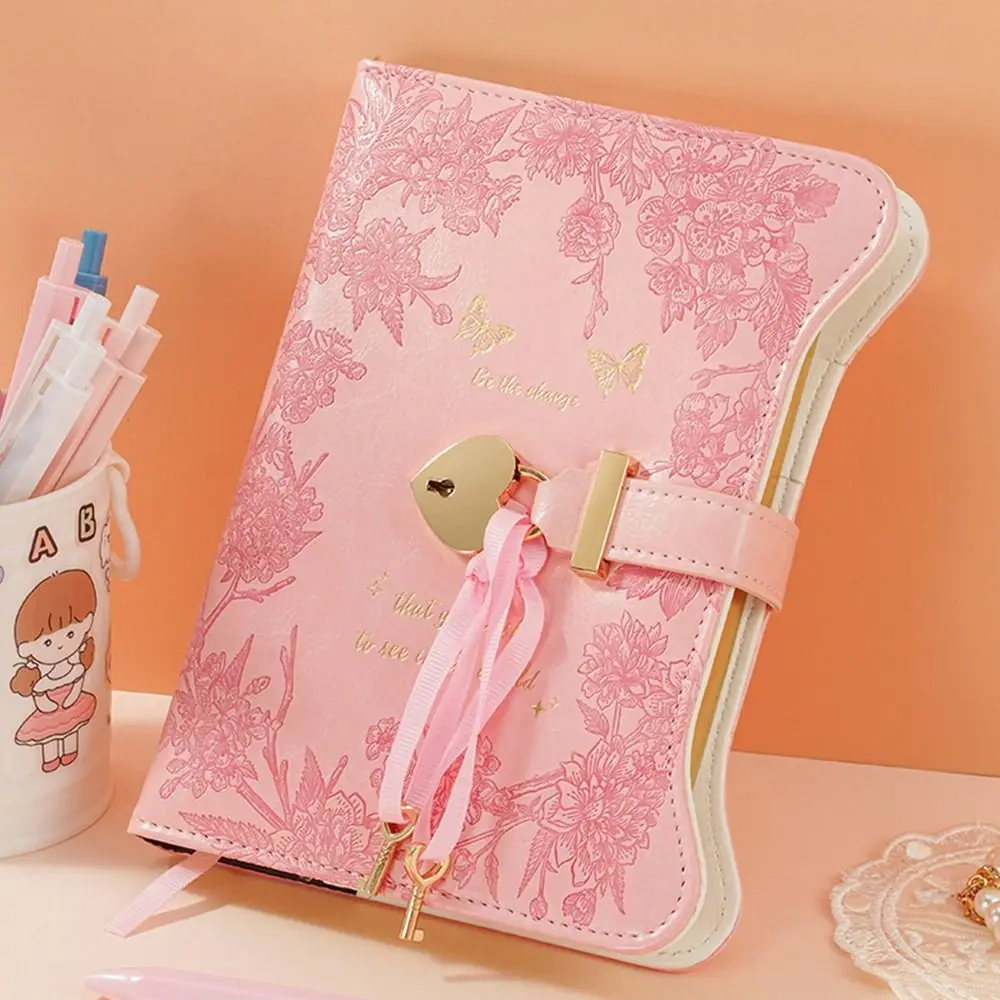 بسيطة مع مفاتيح قفل الحب دفتر مذكرات 360 صفحة B6 حجم المفكرة لطيف بو الجلود اللوازم المكتبية المدرسية