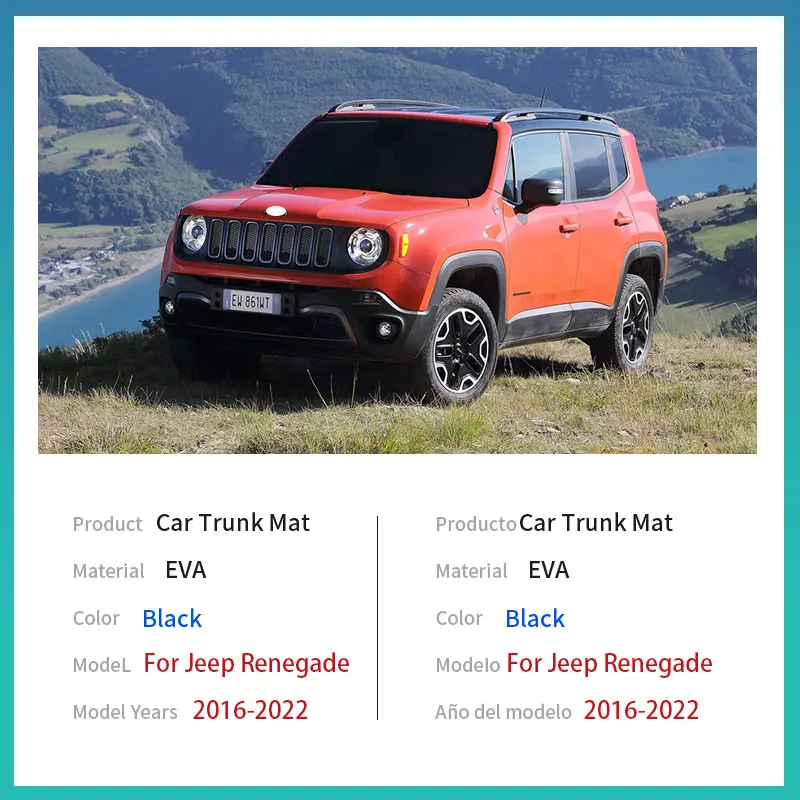 Dla Jeep Renegade BU 2016 2017 2018 2019 2020 2021 2022 Akcesoria samochodowe EVA Mata bagażnika Taca Wkładka bagażnika Dywan wodoodporny — zdjęcie 3