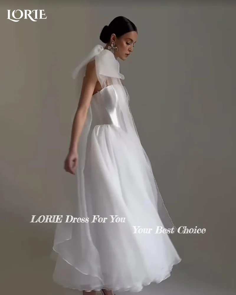 LORIE Satin Modern Wedding Dress Strpless A-Line Sweetheart Princess Bride Gown Customized Plus Size Tulle Party Dresses 2027