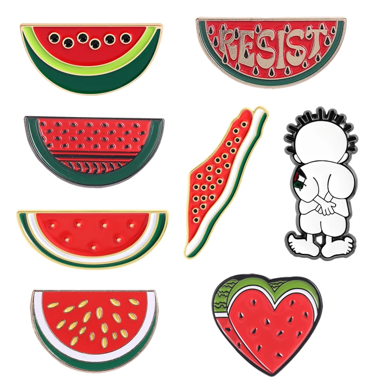 World Peace Freedom Enamel Pins Watermelon Cultural Symbol Handala Boy For Heritage Supporters Brooches Lapel Badge Jewelry Gift