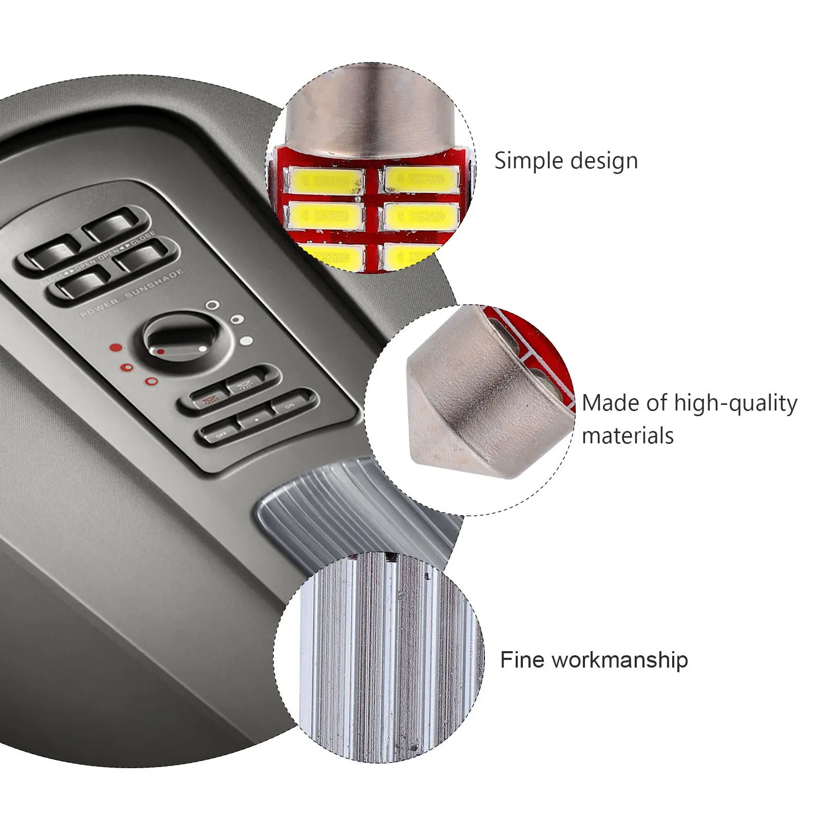 6 pcs 31Mm Led Car Bulb Aluminum Festoon Replacement For Dome Map Trunk Lights License Plate Side Door Courtesy Bulbs