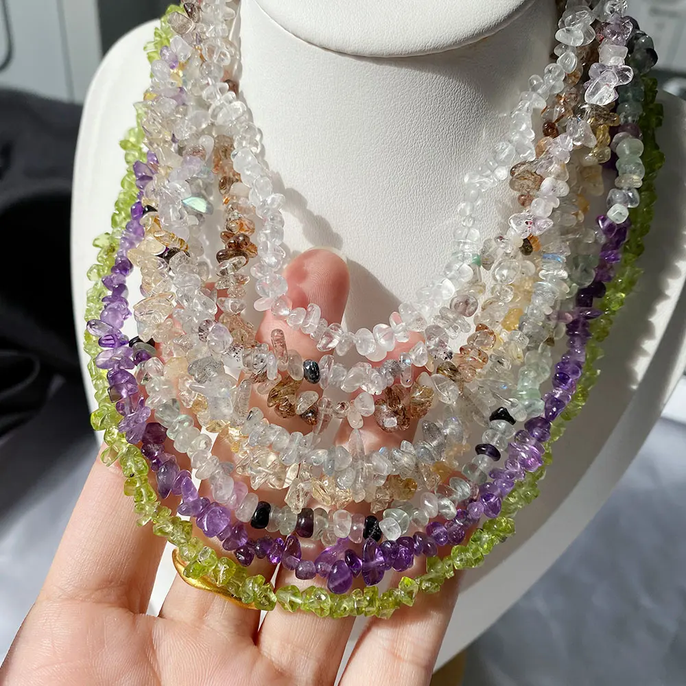 

Irregular Amethyst Necklace Natural Stone Bead Chain Fashionable Bohemian Accessories Energy Healing Jewelry Men women Necklace