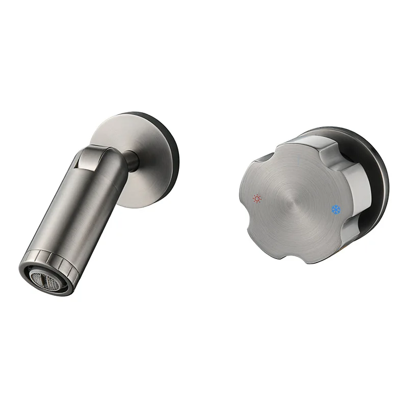 

L All-copper gun gray concealed washbasin faucet pre-embedded hot and cold mixing valve washbasin faucet