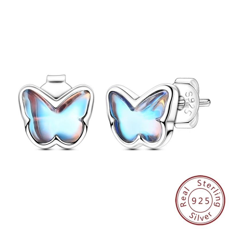 

Shiny 100% 925 Sterling Silver Moonlight Butterfly Earrings For Fine Jewelry Beach Party Gift