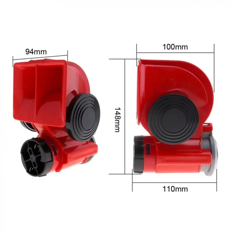 1SET 12V 136db Car Horn Loud Red Snail Compact Air Horn for Car Truck Motorcycle Boat RV