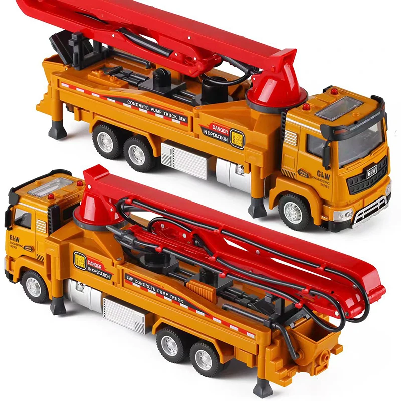 1:40 bomba de spray caminhão carro brinquedo modelo diecast motores de incêndio puxar para trás som luz liga + plástico engenharia veículo coleção presente