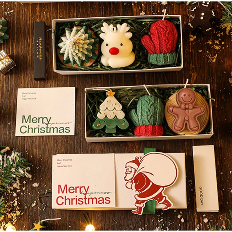 Christmas Scented Candles Three-piece Gift Box Gloves Elk Gingerbread Man Aromatherapy Girl Friends Creative Warm Christmas Gift