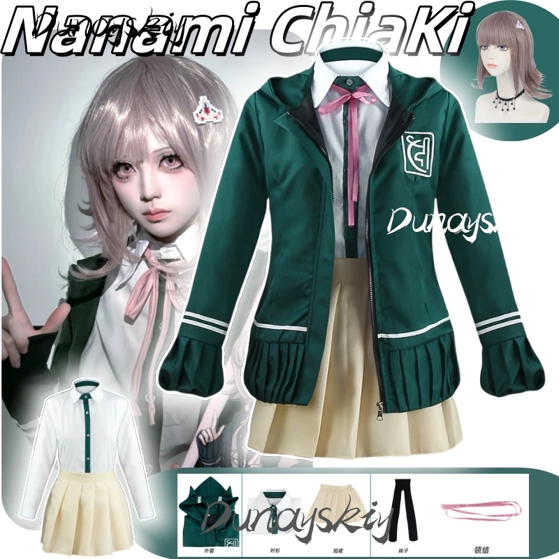 Nanami kostum Cosplay ChiaKi, aksesori Wig Super Dangan pakaian bermain peran untuk Natal Halloween disesuaikan