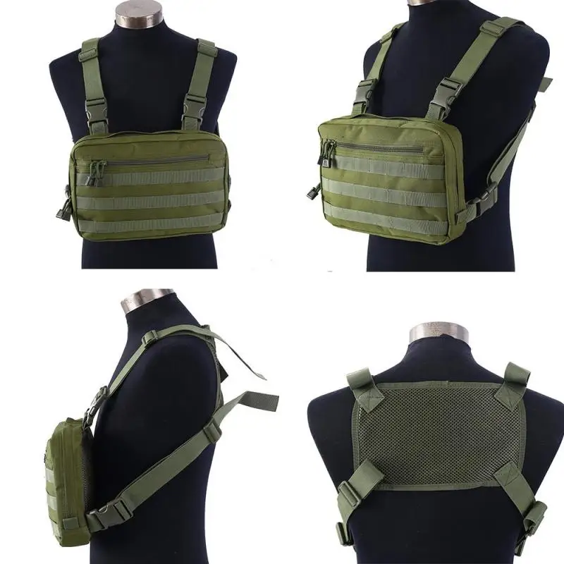 Borsa tattica per gilet sul petto Sport Arrampicata Escursionismo Sport Uomo Gilet Molle multiuso Edc Custodia frontale Rig Zaino da caccia sul petto
