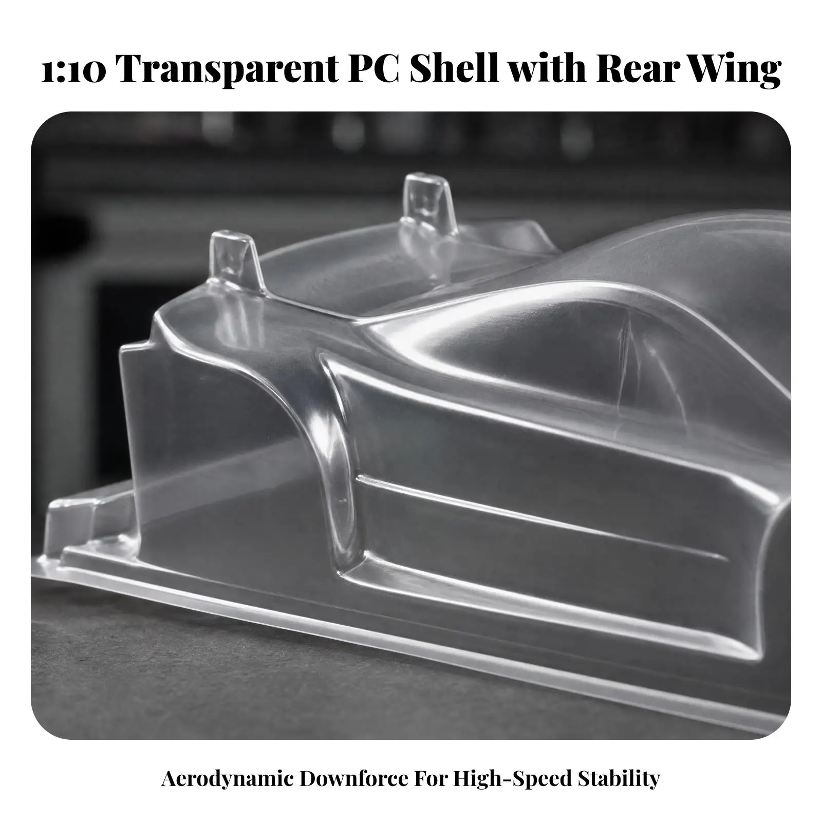 1 10 Scale Sedan Drift Car Body Shell Transparent PC Racing Shell with Rear Wing for RC Car Custom Build
