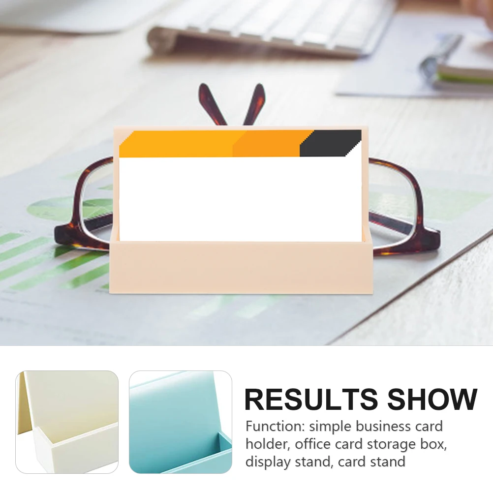 

2 Pcs Business Card Storage Box Simple Plastic Bracket Desk Stand Case Office Desktop Organizer Name Card Display