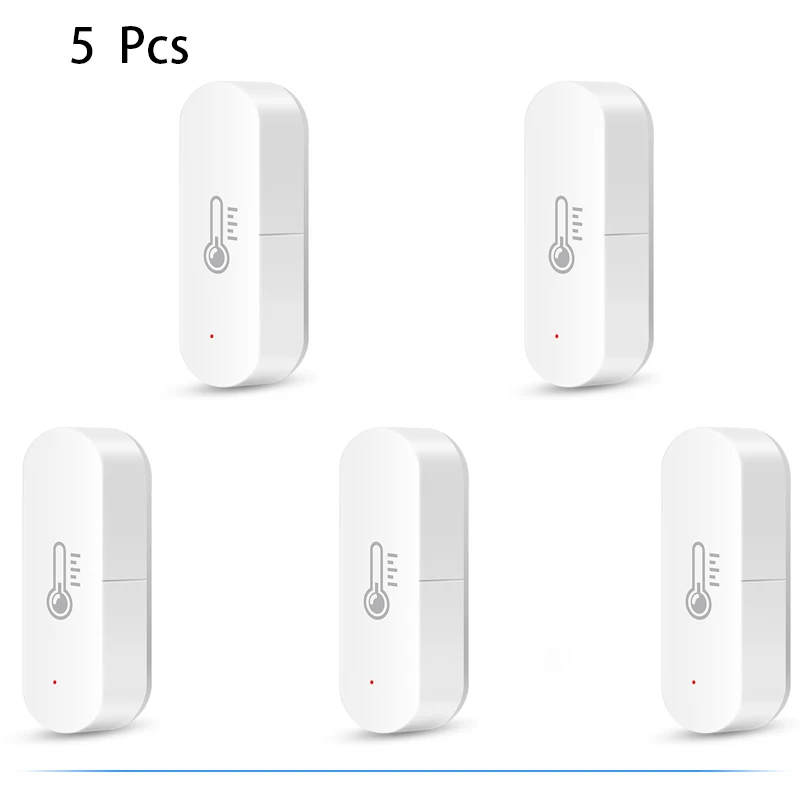 5pcTuya Zigbee Temperature and Humidity Sensor Indoor Humidity Sensor Battery Powered APP Monitoring For Alexa Google Home Voice