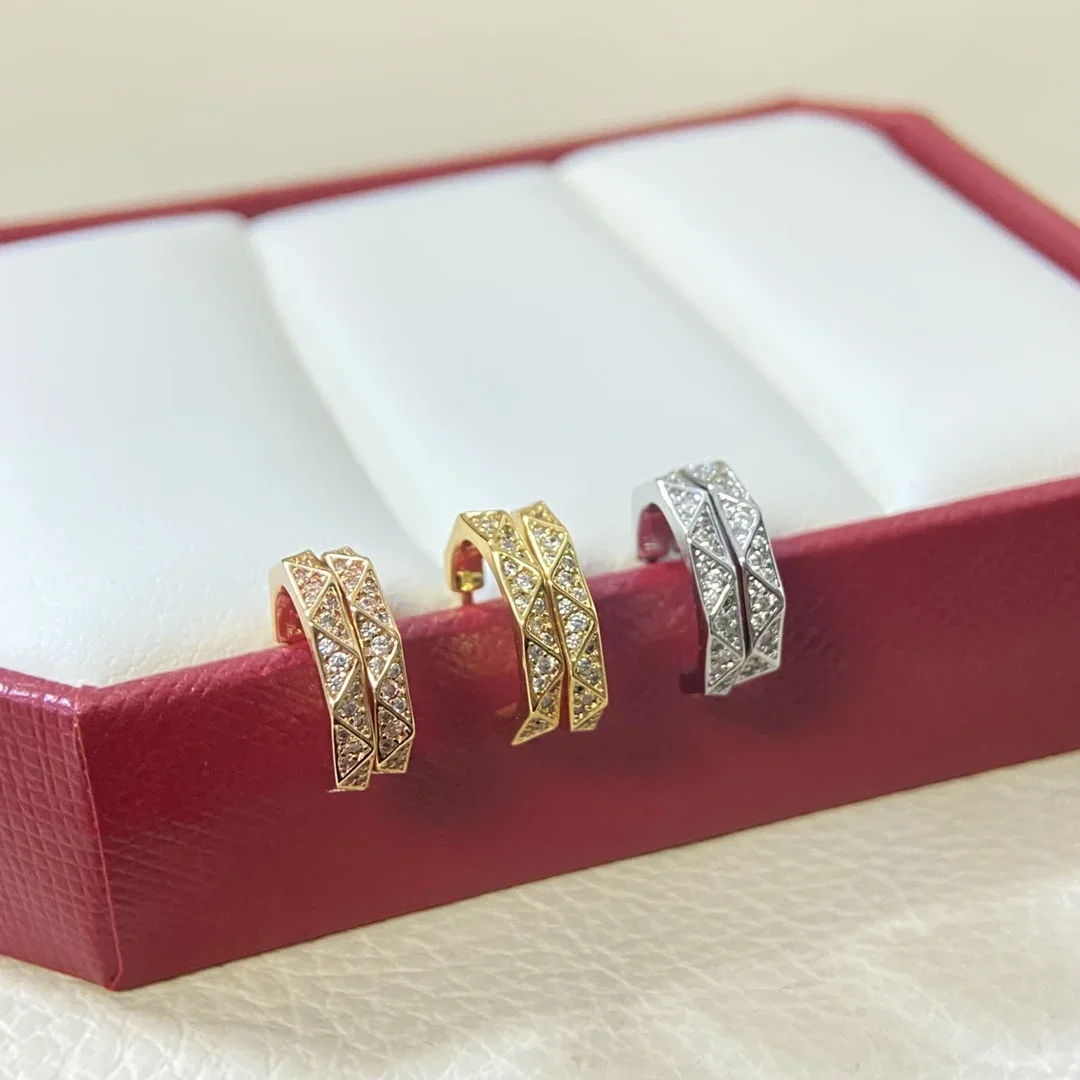 

2025 new Ge home full diamond rimmed earrings unique simple light luxury earrings for women exquisite high-quality jewelry gifts