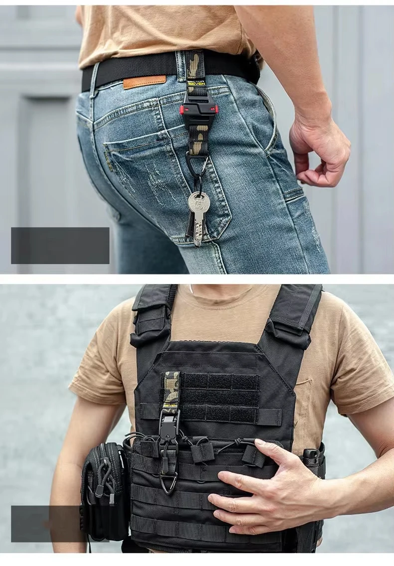 Taktische Dreieck-Schnellverschluss-Schnalle Einzelhaken EDC Schlüsselanhänger Mehrzweck-Outdoor-Camping-Überlebensgürtel Hängezubehör – Detail 16