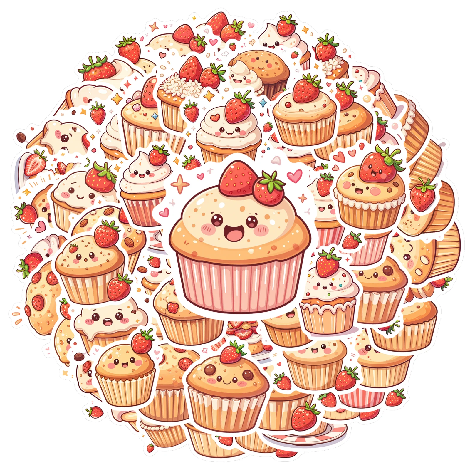 35-100pcs Strawberry Cupcake Stickers Kawaii Cute Decals Laptop Diary Phone Luggage Sticker Decor School Supplies