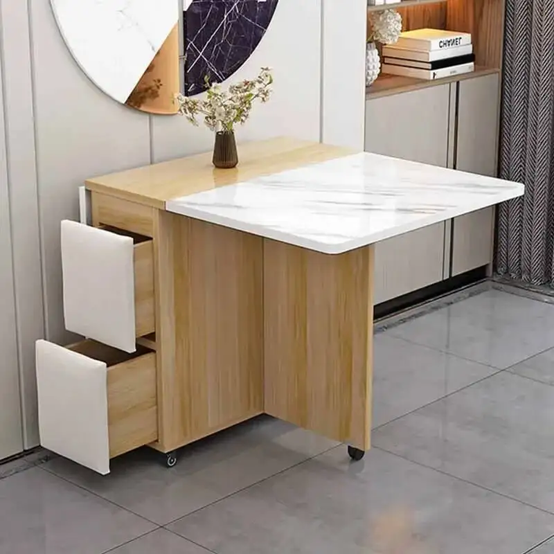 

Folding Onement Dining Table Service Set Wheel Balcony Kitchen Coffee Tables Living Room Women Mesa De Comedor Unique Furniture