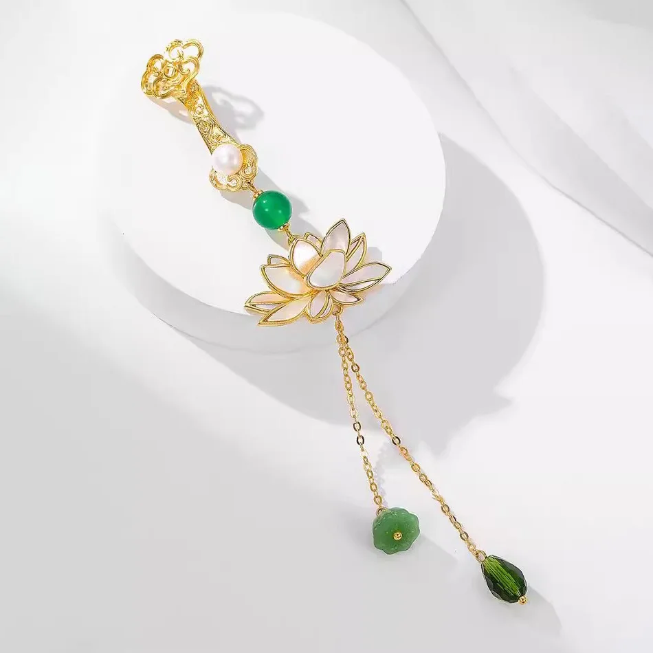 Chinese Qipao Brooch - Lotus Flower Pendant for Hanfu - Vintage Silk Knot Tassel Pin - Traditional Elegant Gift for Women