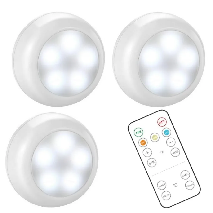 Wireless LED Puck Lights with Remote Control, AA-1030 Battery Operated Lights with 3 AA Batteries, Stick on LED Under Cabinet L