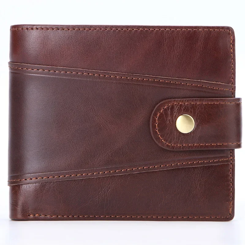 

2025 New Fashion Genuine Leather Men Short Wallets Real Leather Male Luxury Brand Clutch Boy Gift Cash Purse Card Holder Wallet