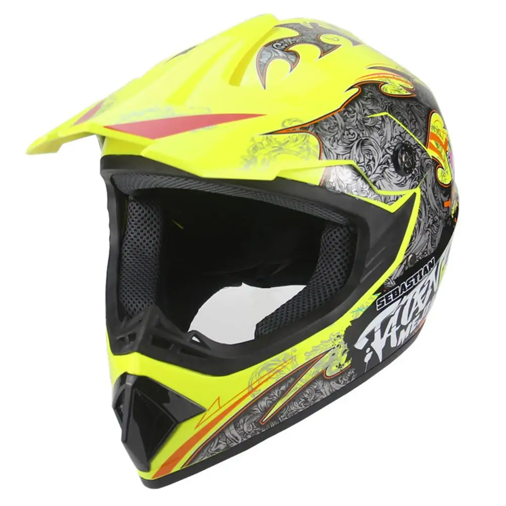 Motorcycle Helmet High-density Foam Lining Atv Mountain Bike Full Face Strong Shock Absorption Helmet With Graffiti Design