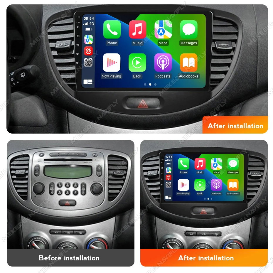 NaviFly Carplay Android 14 Auto Intelligentes System For Hyundai i10 2007 2008 2009 2010-2013 Car Radio Stereo Multimedia Player