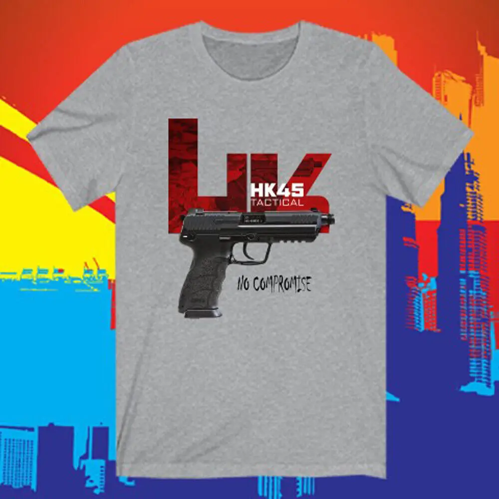 Heckler and Koch No Compromise Guns Firearms Men's Grey T-Shirt Size S to 5XL