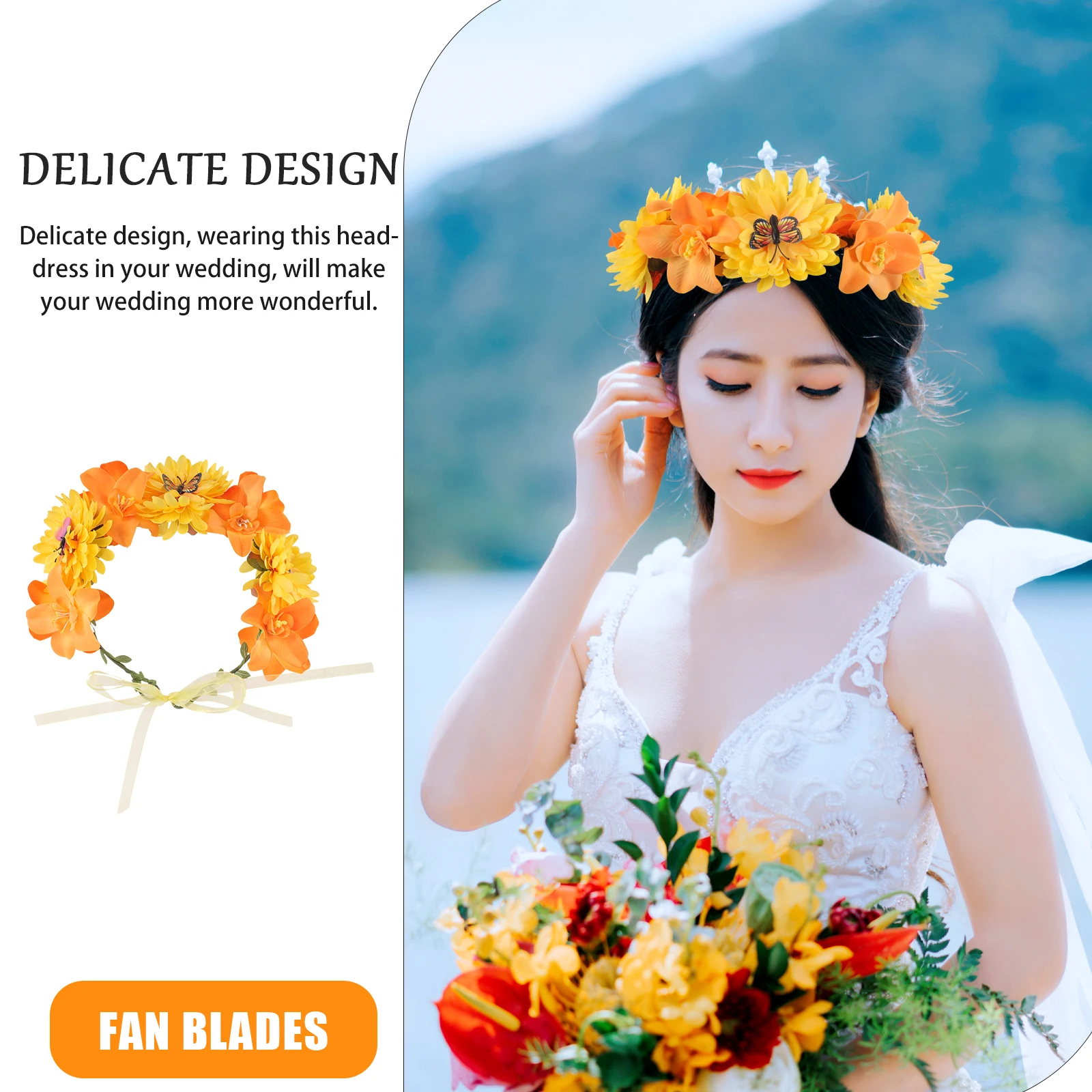 

Bohemian Flower Headb Flower Wreath Crown Bridal Headdress Artificial Flowers Faux Floral Hairb Wedding Party Accessories