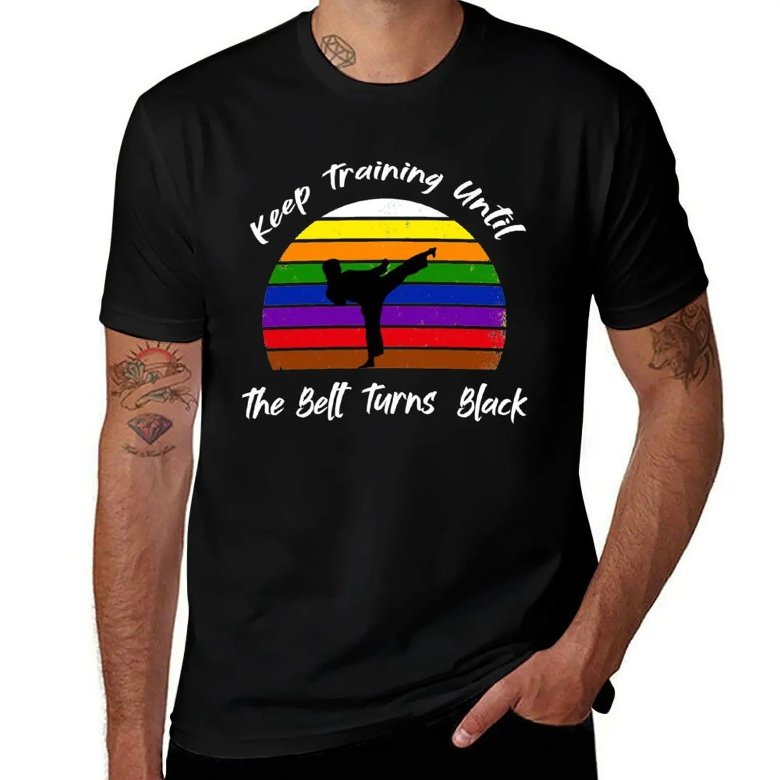 keep training until the belt turns black Keep Rolling T-Shirt Basic Short Sleeve for Men T-Shirt