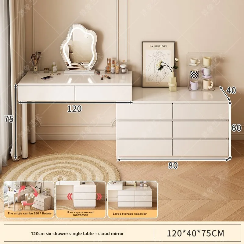 Precise Bedroom modern chest integrated dresser small apartment multi-functional retractable storage makeup table view 5