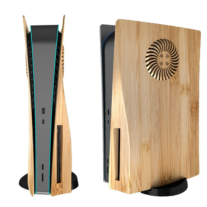 Wood Color Faceplate With Cooling Vents For PS5 Disc Edition Dustproof Protective Cover Shell For PS5 Game Console Easy Install