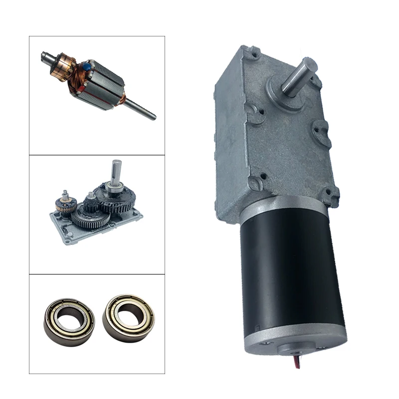 Motore riduttore a vite senza fine personalizzabile 12V 24V 100RPM 30RPM 100W 38W 200W per motoriduttore ad angolo retto agricolo