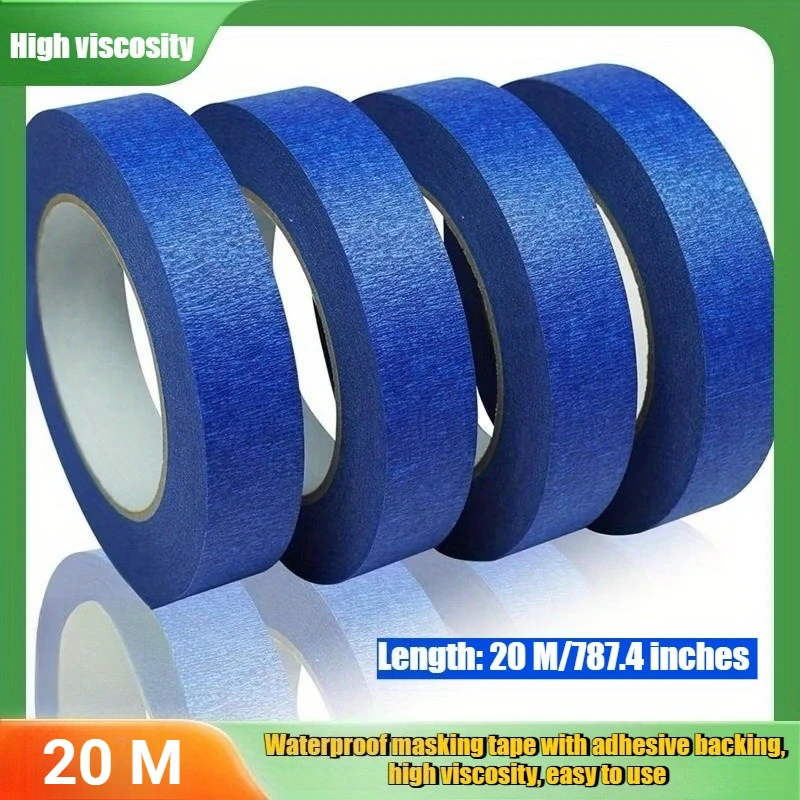 20M blue decorative paper tape, multi size painting masking tape, suitable for home and office cleaning and releasing paper tape