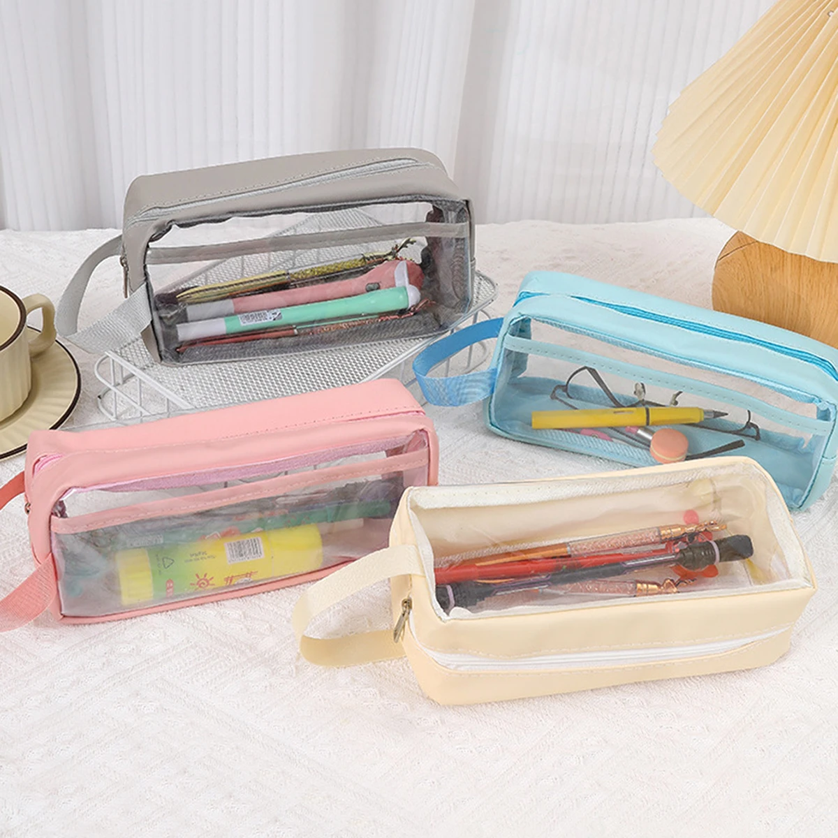 1 Stück Macaron-Federmäppchen, Transparentes Wasserdichtes Stiftetui, Stilvolle und Tragbare Schulsachen, Back-to-School Essentials