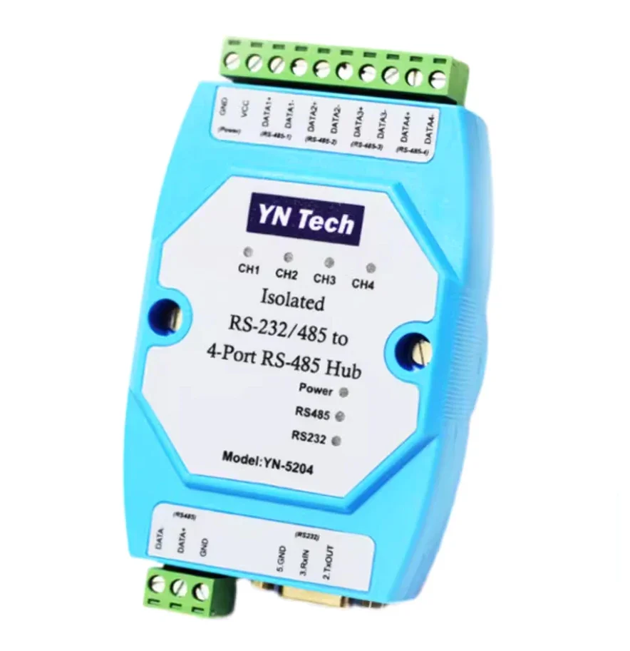 NF Isolated RS232 RS485 to 4 Ports RS-485 Hub Repeater Lightning Protection
