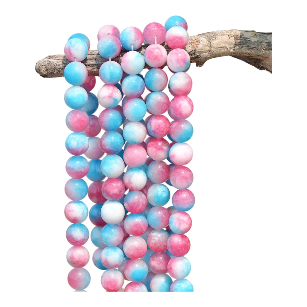 

Grade A Natural Multi Tones Red White Blue Jade Beads 6mm 8mm 10mm 12mm Smooth Polished Round 15 Inch Strand