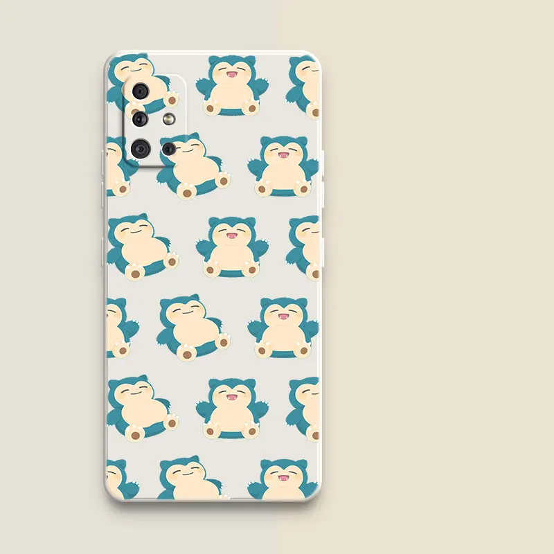 New Cute Snorlax Liquid Silicone Case For Samsung Galaxy M14 M54 M33 M53 M23 M13 M12 M52 5G A21S A20E A31 A40 A41 A03 Core Cover