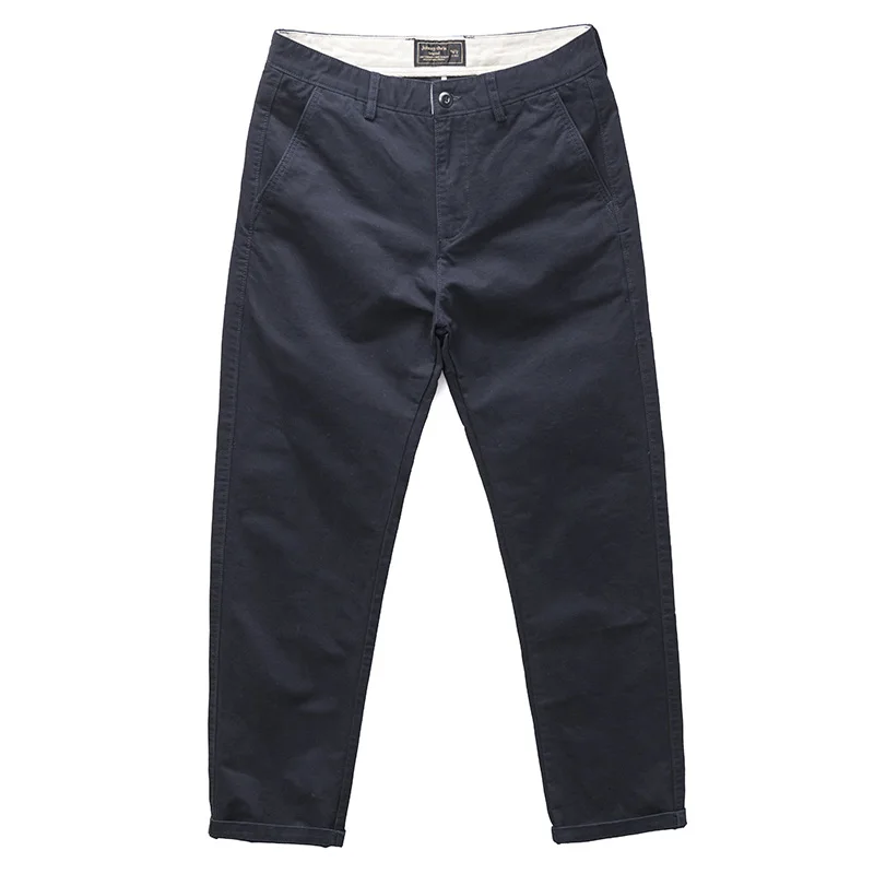Men's Slim Fit Cotton Work Pants Durable Straight Leg Casual Trousers Youthful Energy Style All Season Water Washed Long Pants