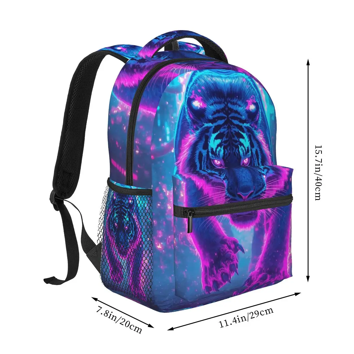 Glowing Tiger With Blue Light Backpack Hot Sale Daypack Large Capacity Kids BookBag School Bag Shoulder Bags for Men Women