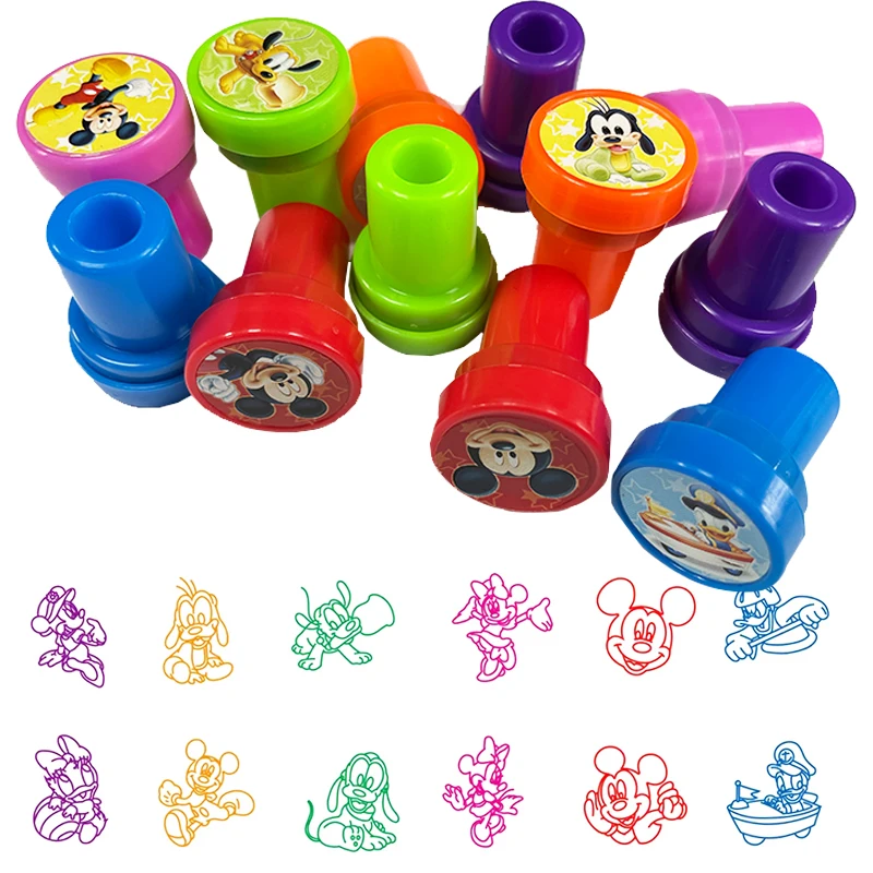 12/24/36Pcs Mickey Mouse Stamp Party Favor Minnie Donald Duck Seal Stamp for Kids Boys Birthday Party Giveaway Souvenir Gifts