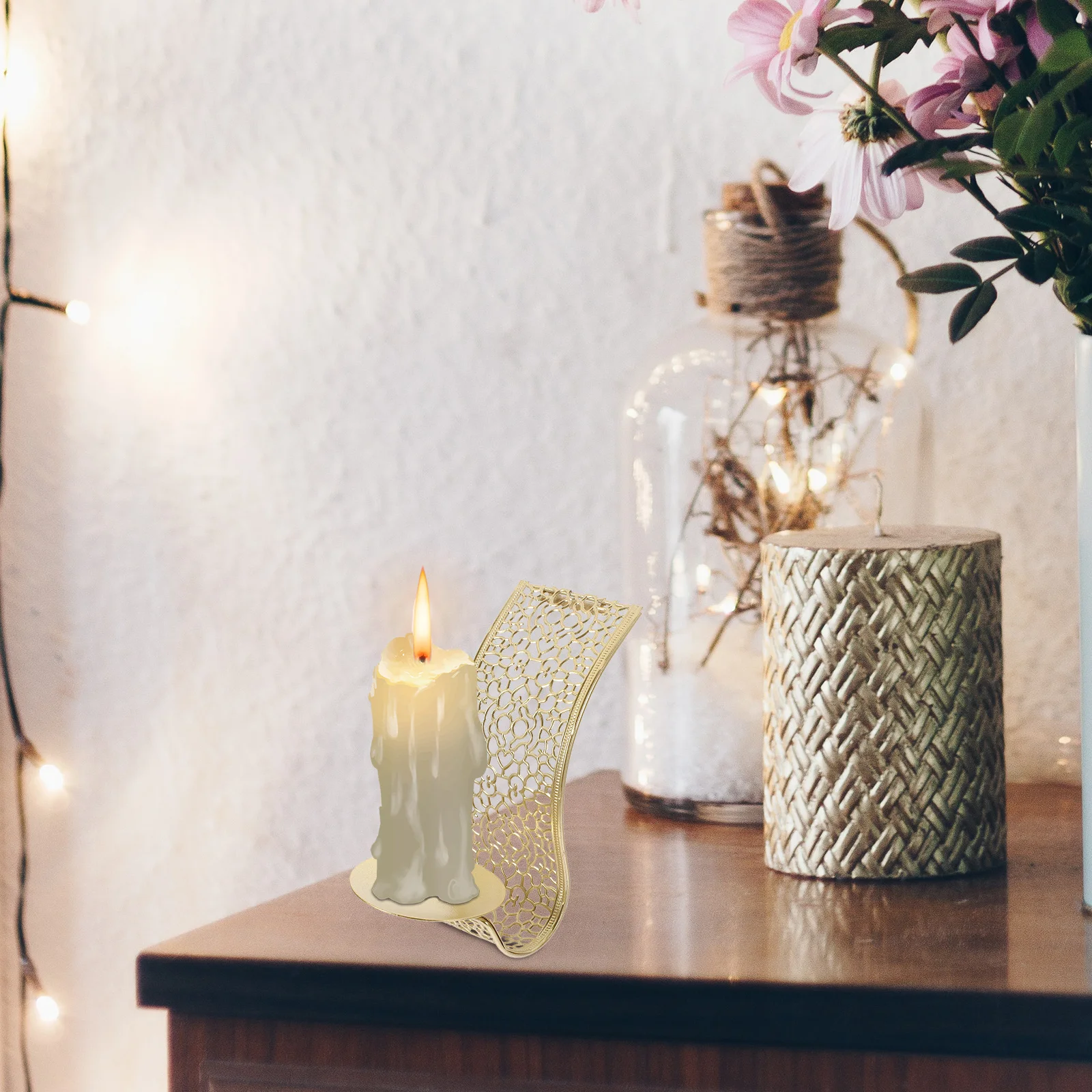 2 قطعة حامل الشمعدان الجدار الجوف خارج المعادن خمر الشمعدان الزخرفية لغرفة المعيشة مزرعة الزفاف مكتب المنزل #6