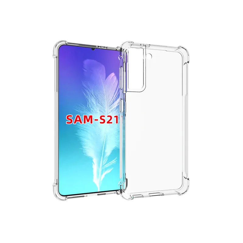 For Samsung Galaxy S21 mobile phone case transparent all-inclusive TPU four-corner anti-fall silicone protective cover soft