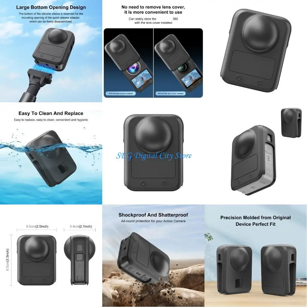 

U75B Silicone Protective Case for 360 Action Camera Silicone Cover Silicone Case Housing Skin Sleeve Installation Replacement