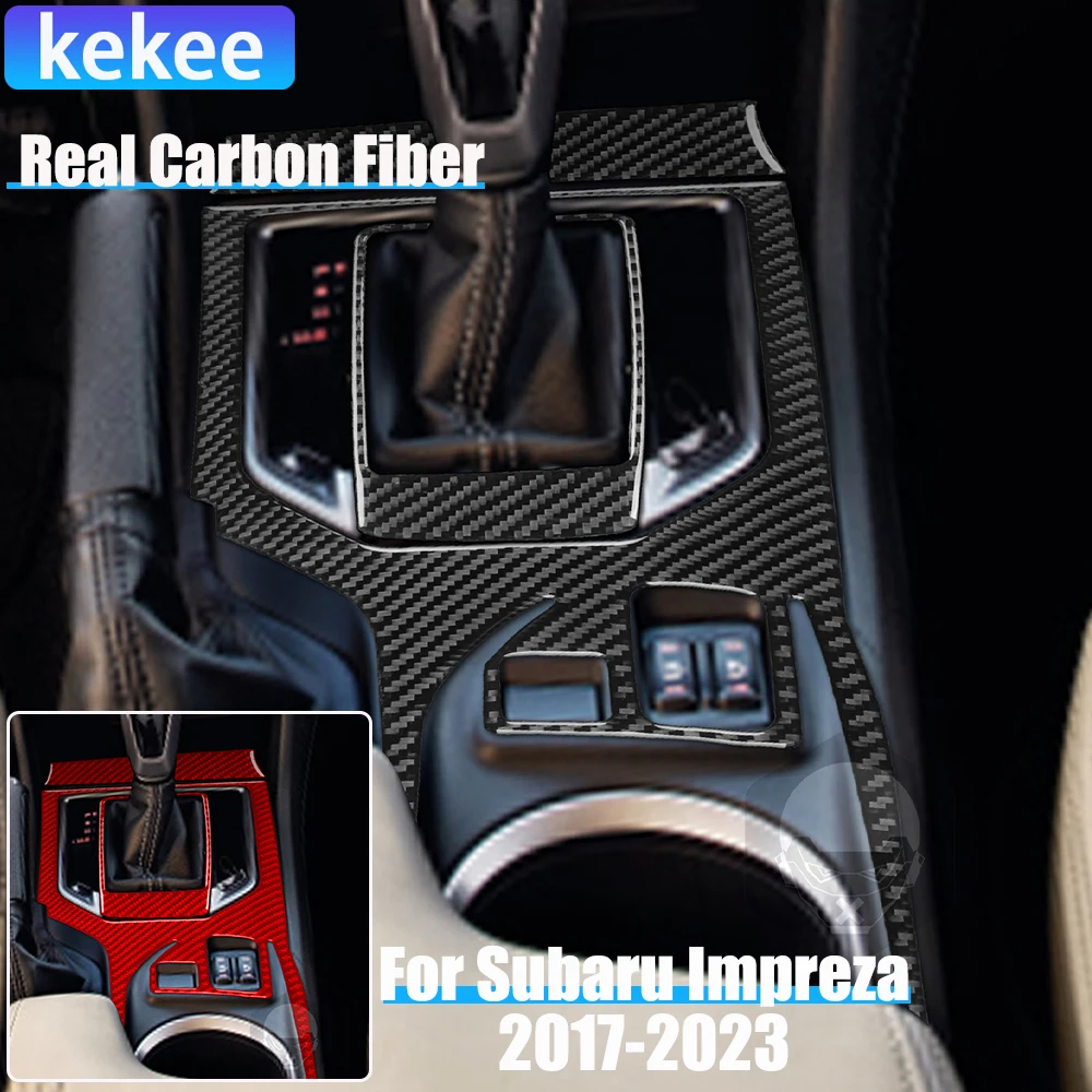

Real Carbon Fiber Car Accessories Center Gear Shift Set Cover Soft Sticker For Subaru Impreza 2017-2023 Crosstrek 2018-2023