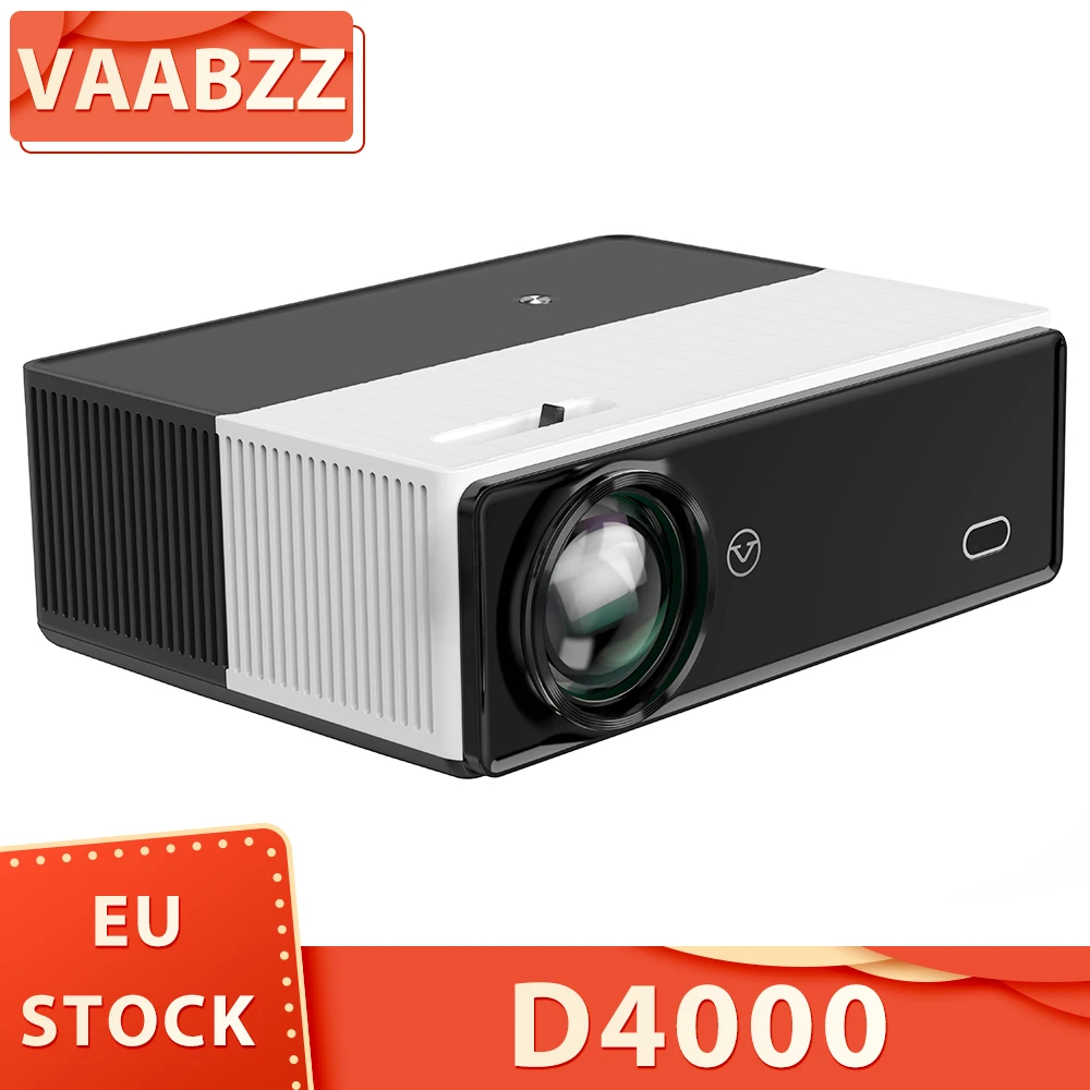 VAABZZ D4000 LCD Projector 120W LED 600 ANSI Lumens 4K HD 1080P Resolution Dual Stereo Speaker 2.4G/5G WiFi Bluetooth 4.0