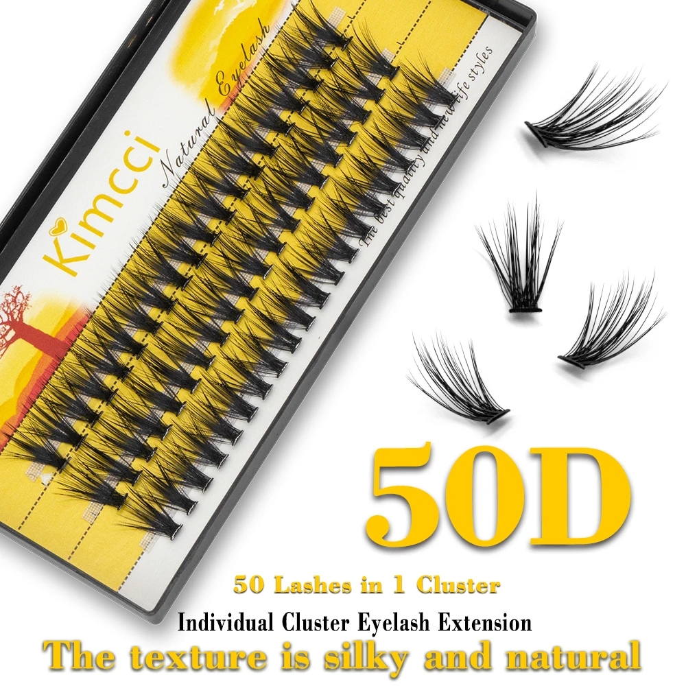 60 Bundles 50D BLACK Natural  Eyelash Extension  Volume Faux Mink Eyelashes Individual  Cluster Lashes Makeup Cilia SILK