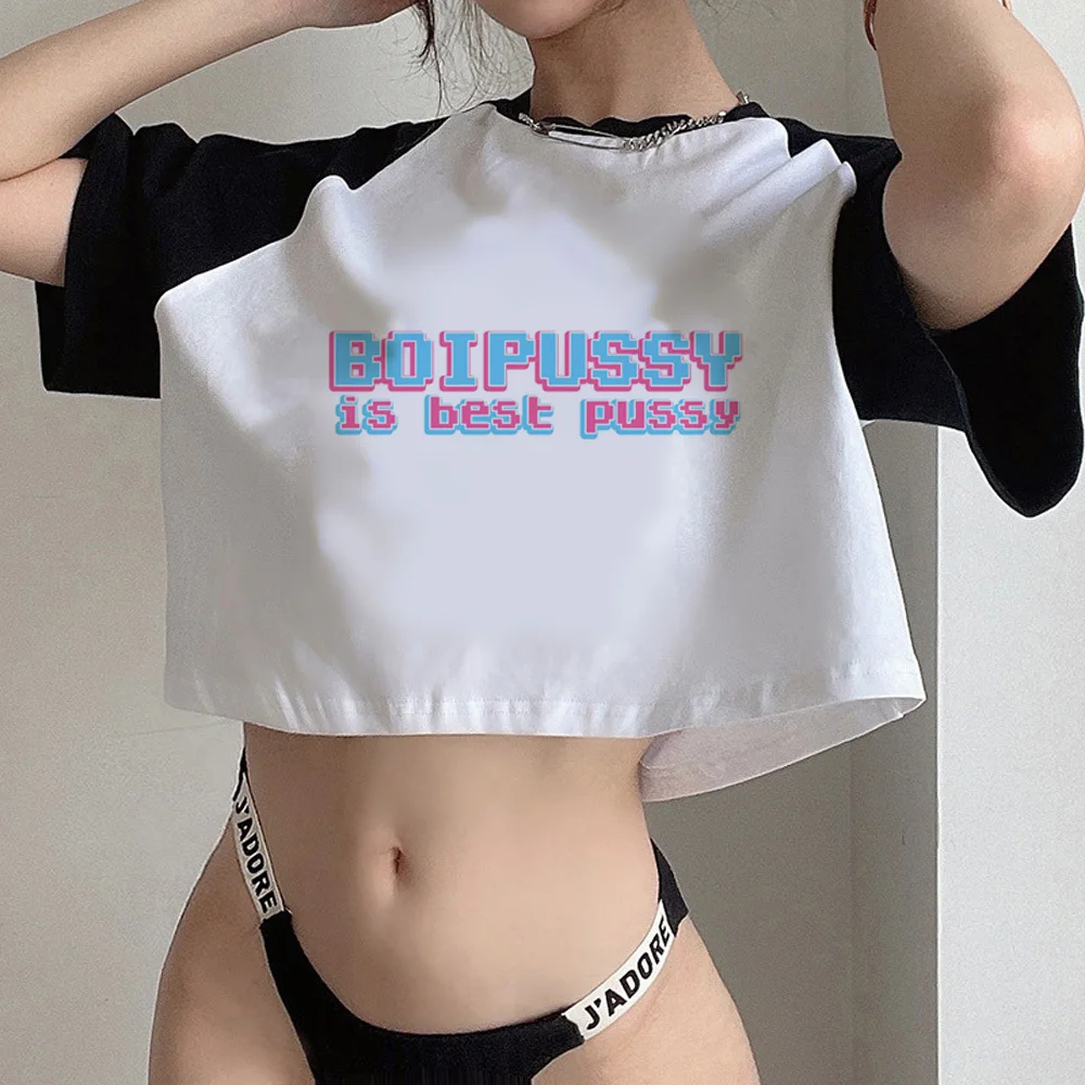 تي شيرت Femboy قصير y2k 2025 تي شيرت بناتي صيفي جمالي لطيف على الطراز القوطي الجرونج