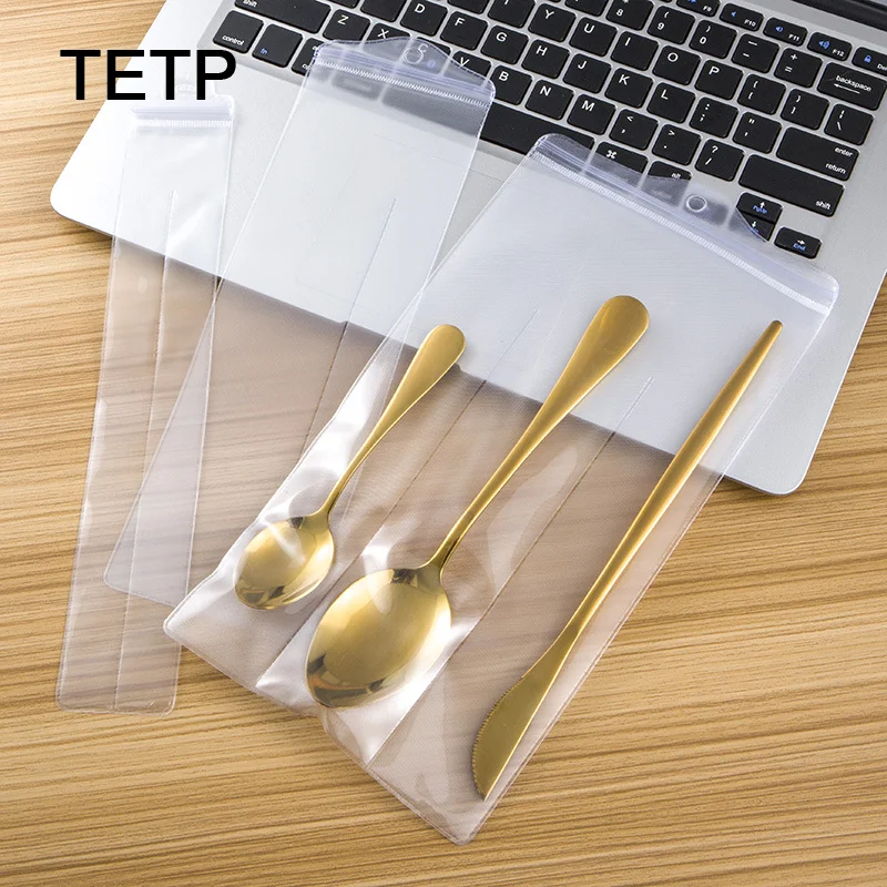 TETP 50pcs Thickened Self-Sealing Bags for Dust Prevention, Separation and Sealing of Knife, Fork and Tableware Packaging Bags