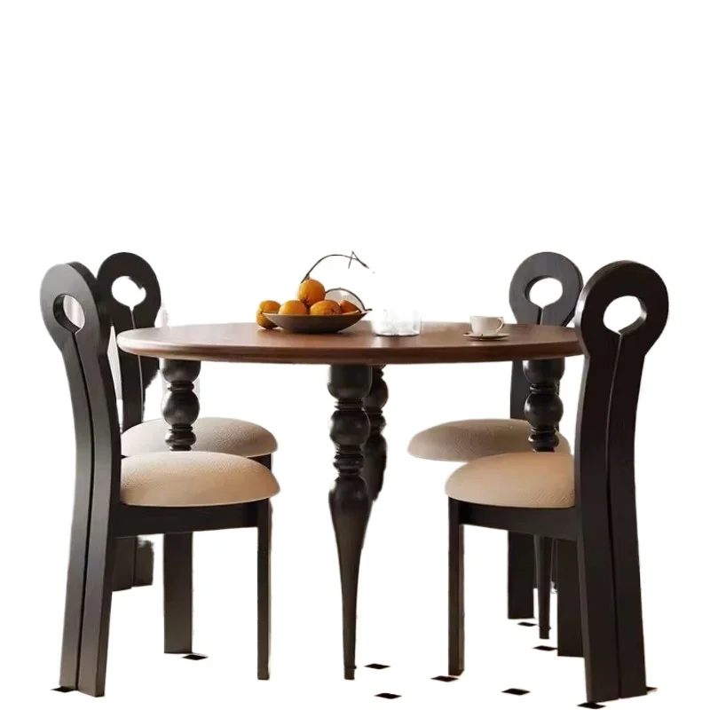 

Medieval casual retro reception, round table office French solid wood negotiation table, small round table balcony