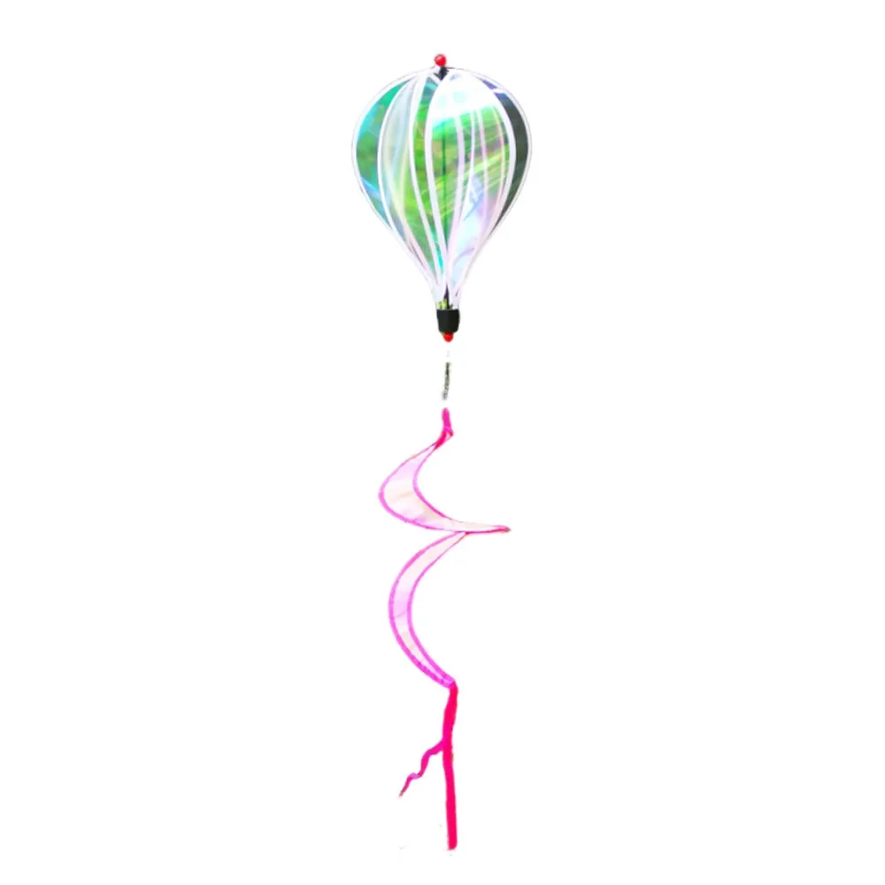 Giant Size Hot Air Balloon Rainbow Colors Plastic Material Wind Spinner Striped Tie Dye Color-changing Film Rotating Windmill